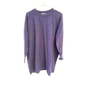Adrienne Vittadini Vintage 100% Wool Purple Oversized Crew Neck Sweater Mens M